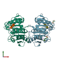 PDB entry 5x6s coloured by chain, front view.