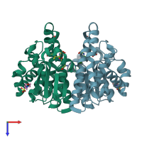 PDB entry 5x79 coloured by chain, top view.