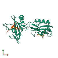 PDB entry 5x7b coloured by chain, front view.