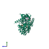 PDB entry 5x7d coloured by chain, side view.