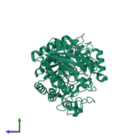 PDB entry 5x7u coloured by chain, side view.