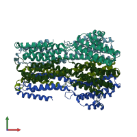 PDB entry 5x87 coloured by chain, front view.