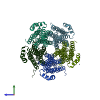 PDB entry 5x87 coloured by chain, side view.