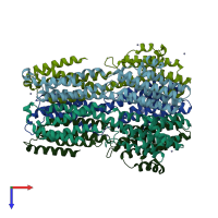 PDB entry 5x87 coloured by chain, top view.