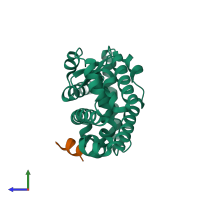 PDB entry 5x8u coloured by chain, side view.