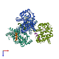 PDB entry 5x8x coloured by chain, top view.