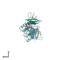 PDB entry 5x94 coloured by chain, side view.