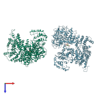 PDB entry 5xa1 coloured by chain, top view.