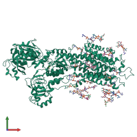 PDB entry 5xaa coloured by chain, front view.