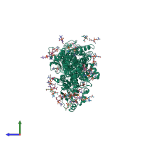 PDB entry 5xaa coloured by chain, side view.