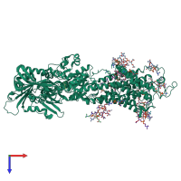 PDB entry 5xaa coloured by chain, top view.