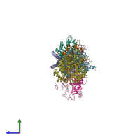 PDB entry 5xag coloured by chain, side view.
