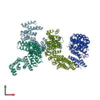 PDB entry 5xah coloured by chain, front view.