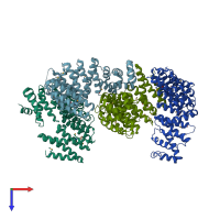 PDB entry 5xah coloured by chain, top view.