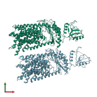 PDB entry 5xam coloured by chain, front view.