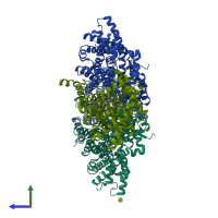 PDB entry 5xar coloured by chain, side view.