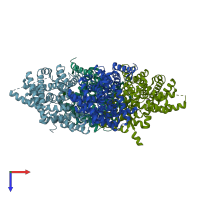 PDB entry 5xar coloured by chain, top view.