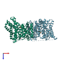 PDB entry 5xas coloured by chain, top view.