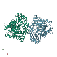 PDB entry 5xav coloured by chain, front view.