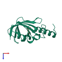 PDB entry 5xb0 coloured by chain, top view.
