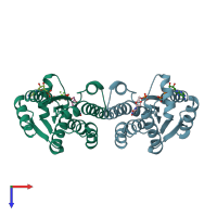 PDB entry 5xb2 coloured by chain, top view.