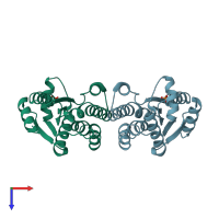 PDB entry 5xb5 coloured by chain, top view.