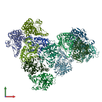 PDB entry 5xb6 coloured by chain, front view.
