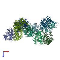 PDB entry 5xb6 coloured by chain, top view.