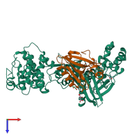 PDB entry 5xbf coloured by chain, top view.