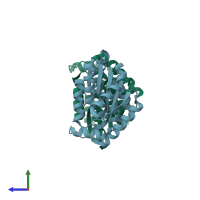 PDB entry 5xbh coloured by chain, side view.