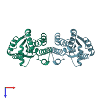 PDB entry 5xbh coloured by chain, top view.