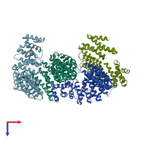 PDB entry 5xbk coloured by chain, top view.