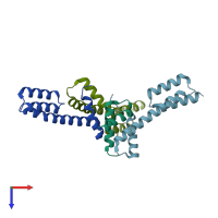 PDB entry 5xby coloured by chain, top view.