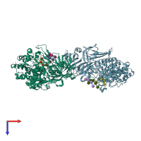 PDB entry 5xbz coloured by chain, top view.