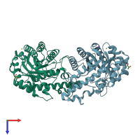 PDB entry 5xc1 coloured by chain, top view.