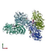 PDB entry 5xc2 coloured by chain, front view.