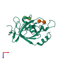 PDB entry 5xc4 coloured by chain, top view.