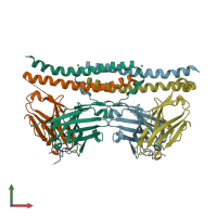 PDB entry 5xcv coloured by chain, front view.