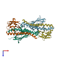 PDB entry 5xcv coloured by chain, top view.