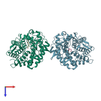 PDB entry 5xd0 coloured by chain, top view.