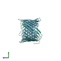 PDB entry 5xdn coloured by chain, side view.
