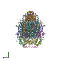 PDB entry 5xdx coloured by chain, side view.