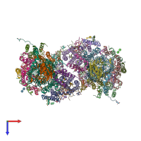 PDB entry 5xdx coloured by chain, top view.