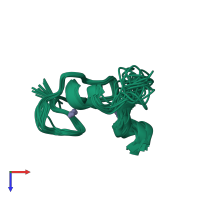 PDB entry 5xek coloured by chain, ensemble of 20 models, top view.