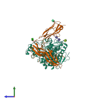 PDB entry 5xeq coloured by chain, side view.