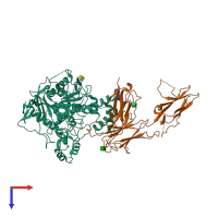 PDB entry 5xeq coloured by chain, top view.