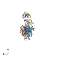 PDB entry 5xez coloured by chain, side view.