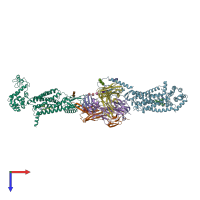 PDB entry 5xf1 coloured by chain, top view.
