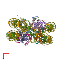 PDB entry 5xf4 coloured by chain, top view.
