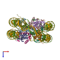 PDB entry 5xf5 coloured by chain, top view.